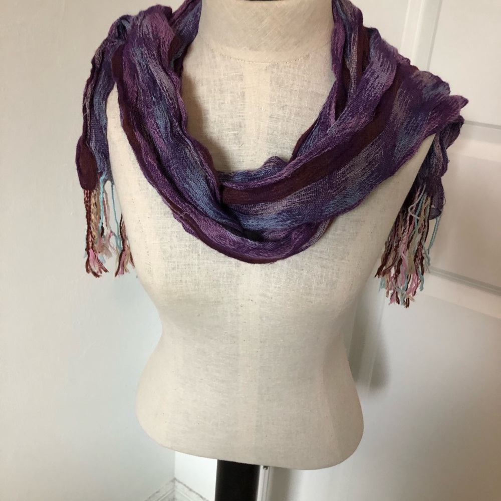 Purple Multi-Tone Lightweight Woven Crinkle Scarf